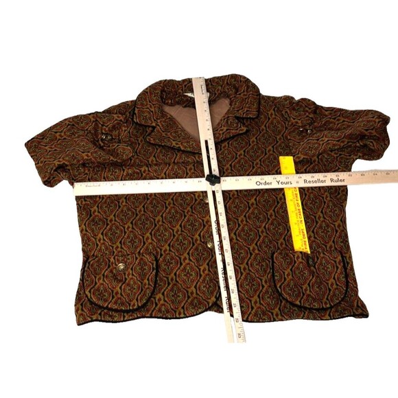 Vintage Fischer Fashion Womens Blazer Short Brown Floral Pattern Size 18 - Picture 10 of 10